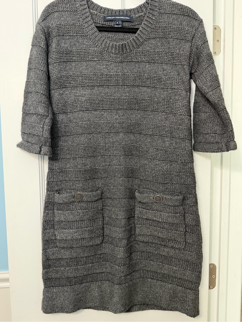 French Connection Classic Gray Knit Sweater Dress